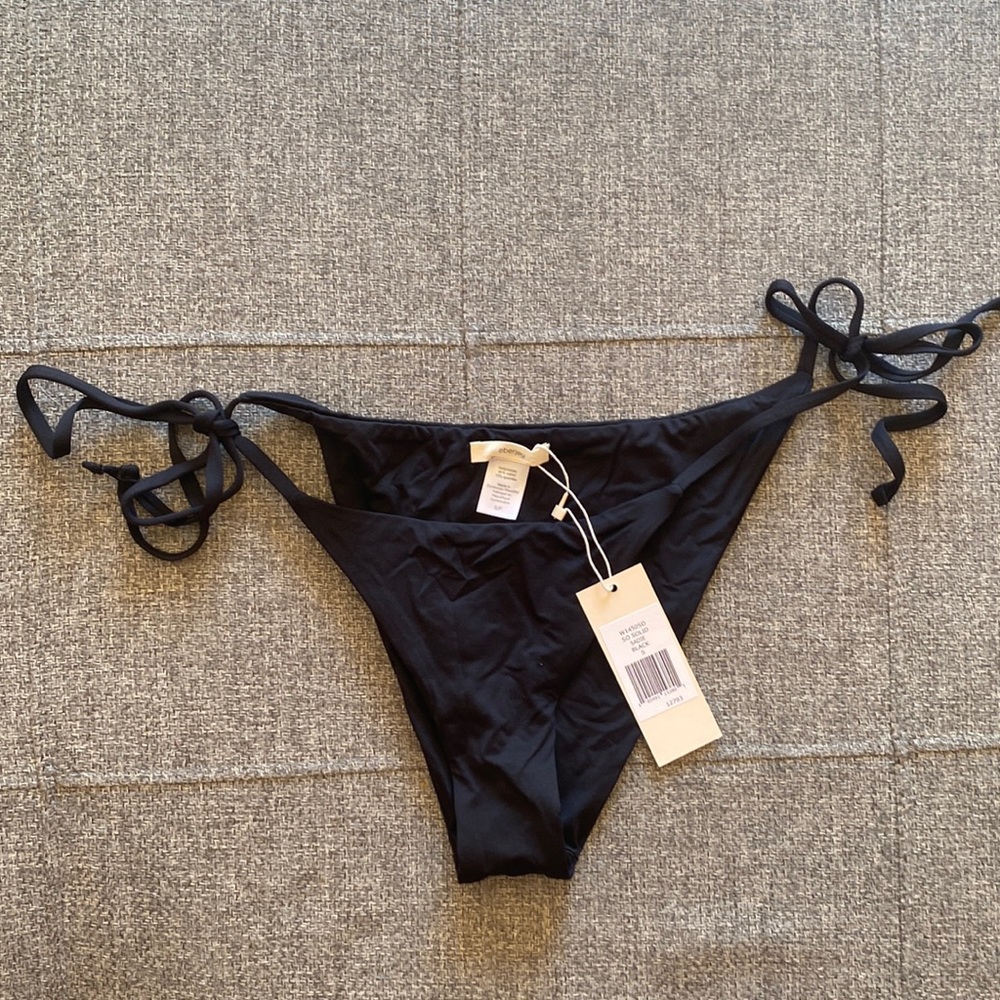 Eberjey Solid Black SO Sadie String Bikini Bottom